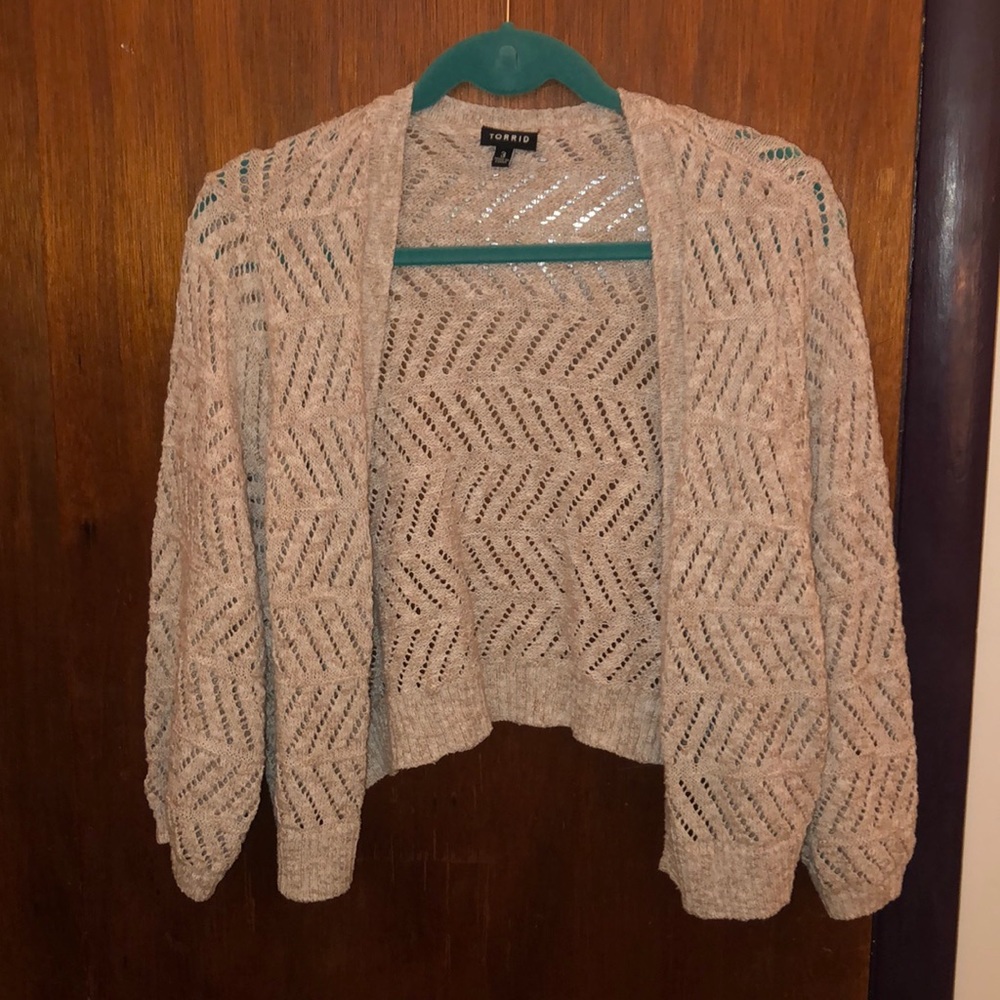 Open Knit Cropped Cardigan